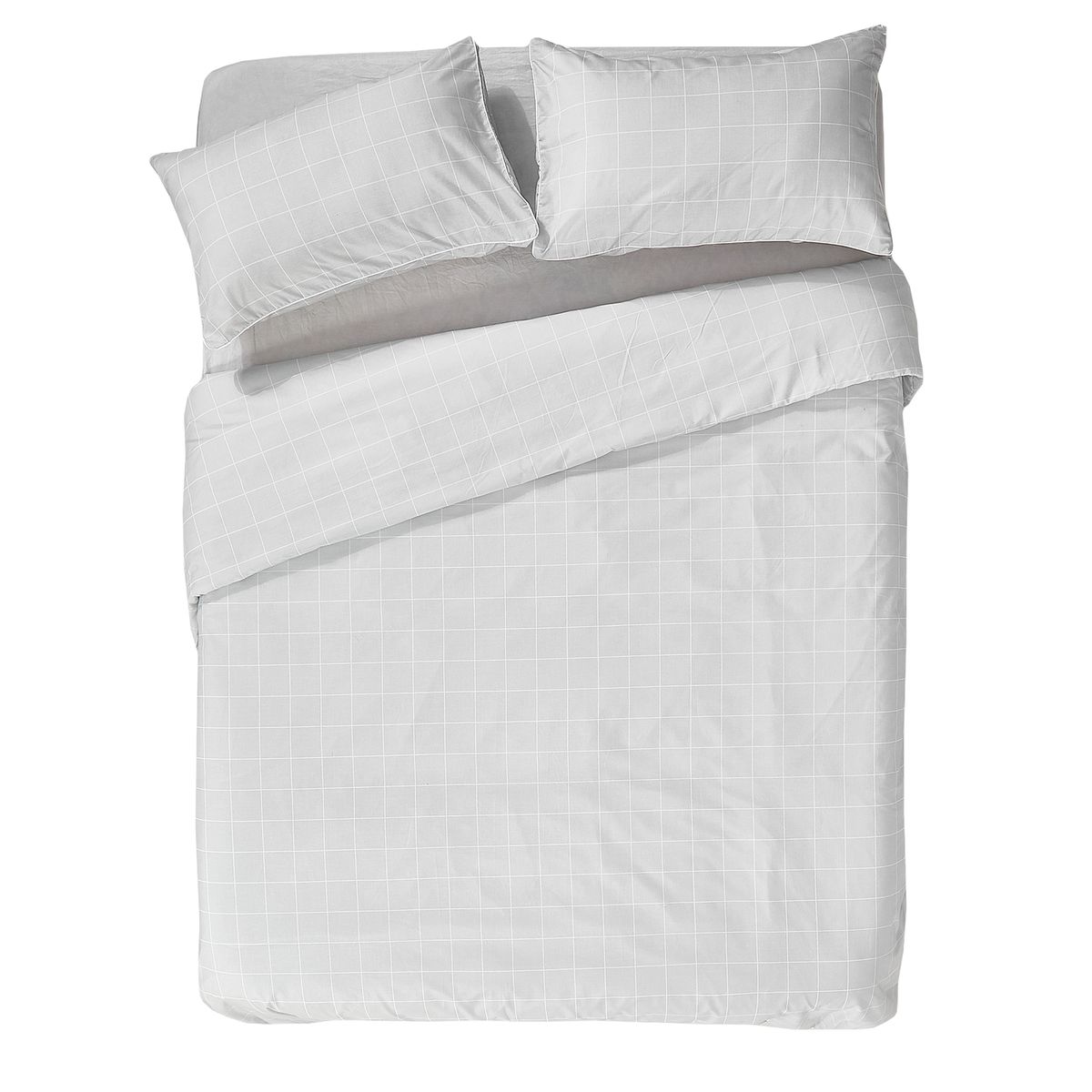 George & Mason Classic Grid Piped Duvet Set - Light Grey | Buy Online ...