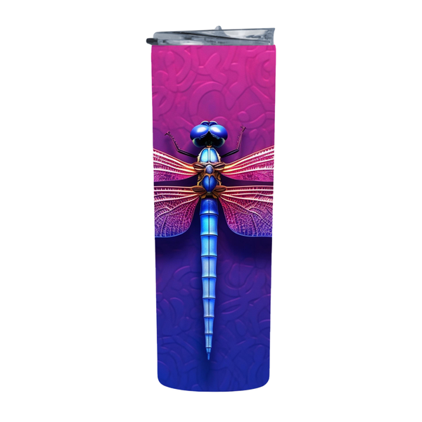 Close Up Pink Blue Dragonfly 98 20 Oz Straight Skinny Tumbler 203
