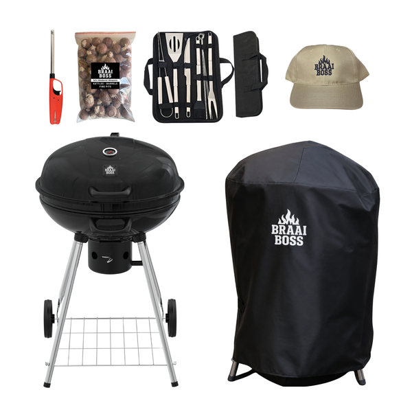 BraaiBoss 57cm Charcoal Kettle Braai Bundle with Cover &amp; Starter Kit