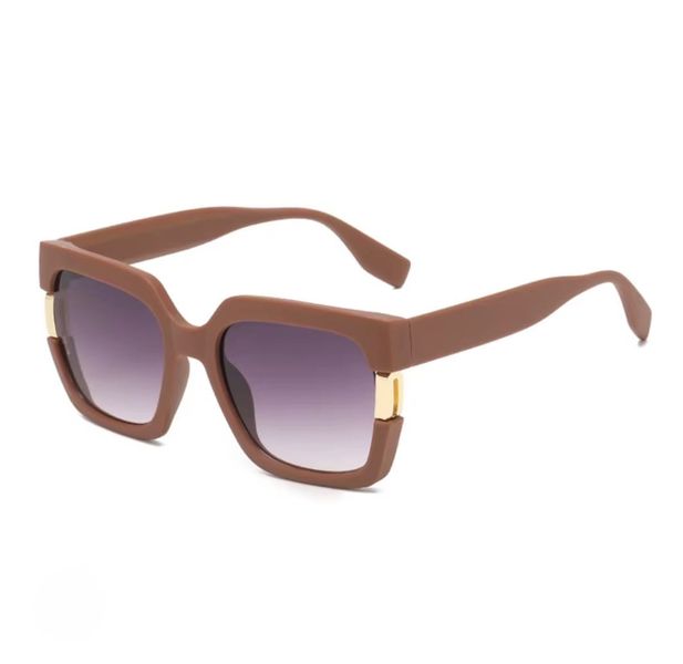 Brown and Gold Oversized Square Sunglasses