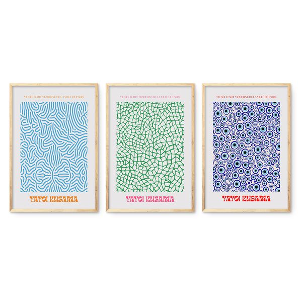 Cape Art Framed Canvas 3 Piece 40x60cm Kusama Patterns