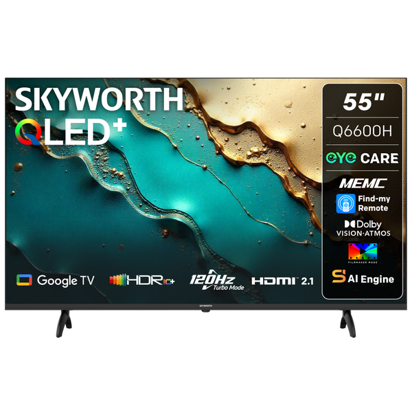 Skyworth 55" Q6600H 4K QLED Google Smart TV with Eye Care