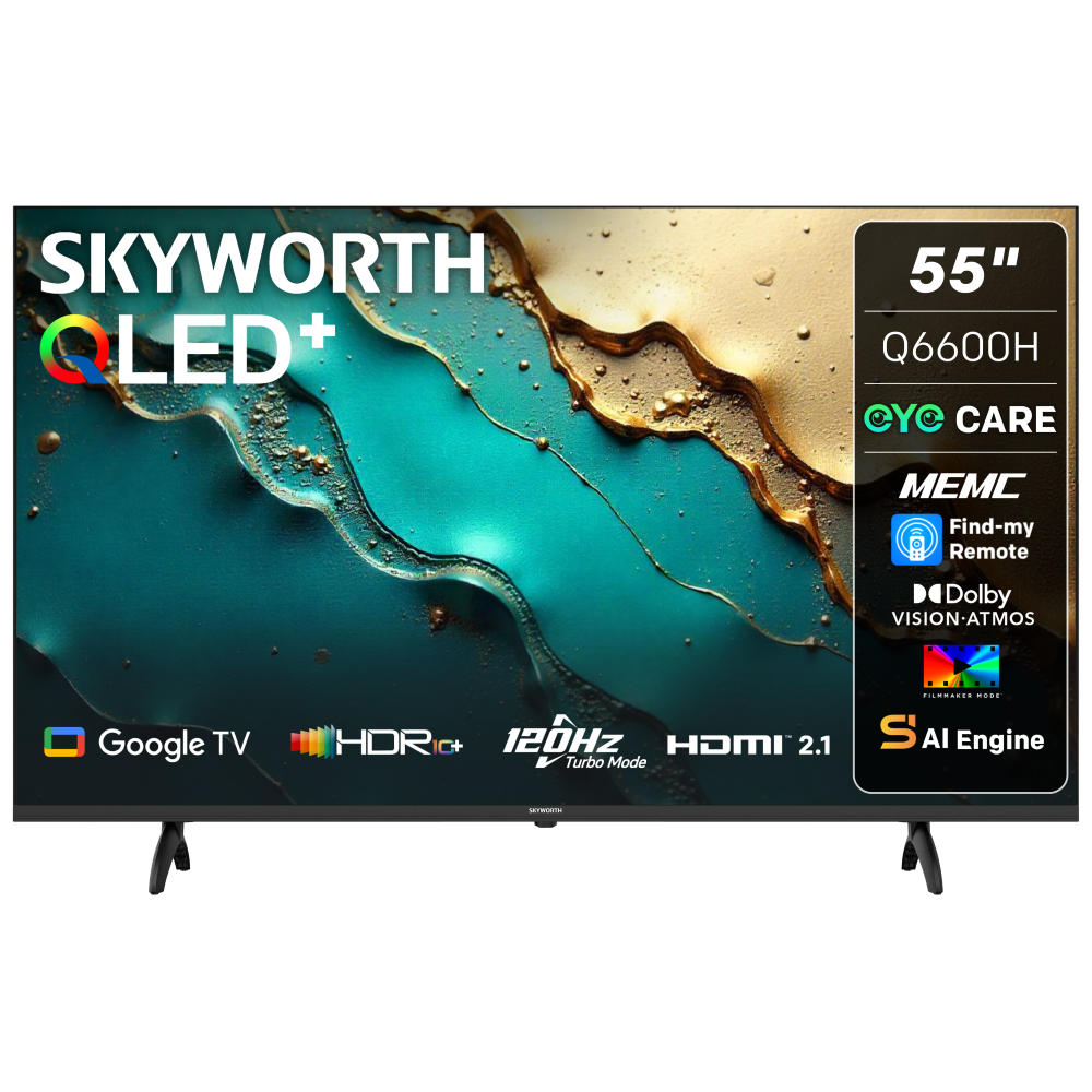Skyworth 55" Q6600H 4K QLED Google Smart TV with Eye Care