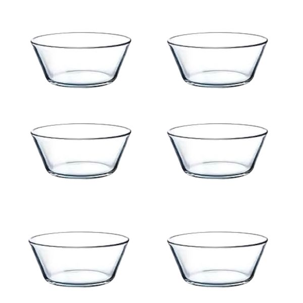 Clear Glass Dessert Bowl Set - 6pcs, 280ml - Elegant 11x5cm Serving Bowls