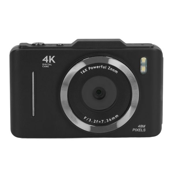 4K Portable Video Camera, 48MP, 2.8" IPS, 16X Zoom, AF, For Vlogging, Black