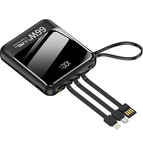 20000mAh Mini Bateria Externa Powerbank with 4 Built in Cables