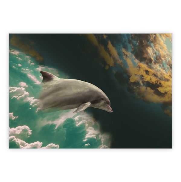 Dolphine In Clouds Art - A1 Poster