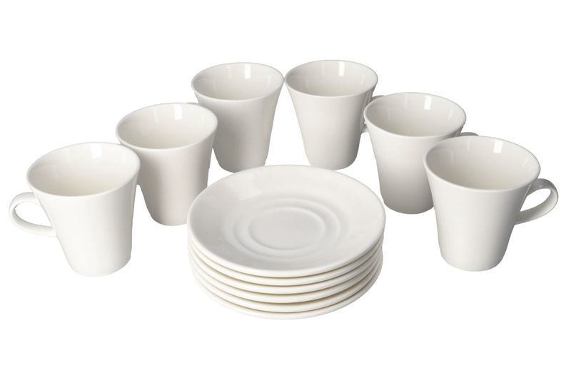 Danny home White Coffee Cup &amp; Saucer 12 Pieces Set