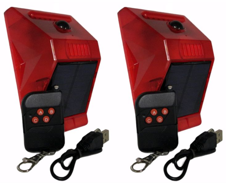 Solar Alarm with Remote Red -Pack Of 2