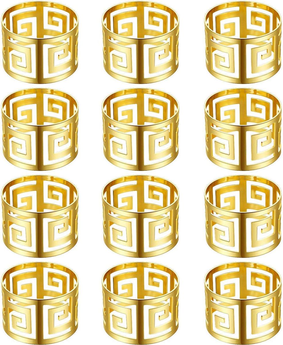 BUC Hollow Out Metal Napkin Rings Gold Serviette Buckles 12