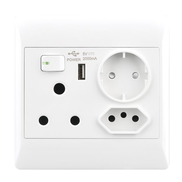 Bright Star 16 Amp Plug + New RSA Socket + USB + Schuko For 4 X 4 Box