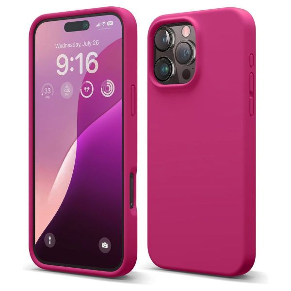 Cell N Tech Liquid Silicone Case Compatible With iPhone 16 Pro Max Hot Pink