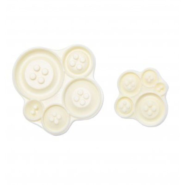 Set Of 2 Buttons Shaped Fondant Cake Decorating Mold - White
