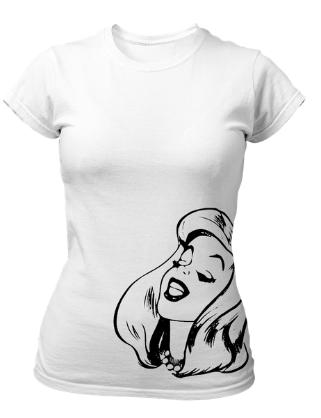 PepperSt Ladies White T-Shirt - Black Lady