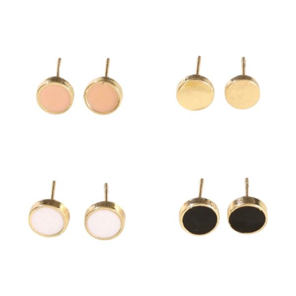 4 Pairs - Minimalist Circle-Shaped Earrings - Multi-Color