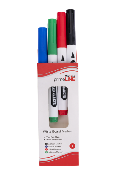 PrimeLine - Pen Style White Board Markers Assorted Colours (Pack Of 4) x 2