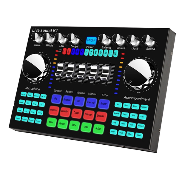 K1 Live Sound Card Portable Bluetooth Sound Card Profession Adjustable Volu