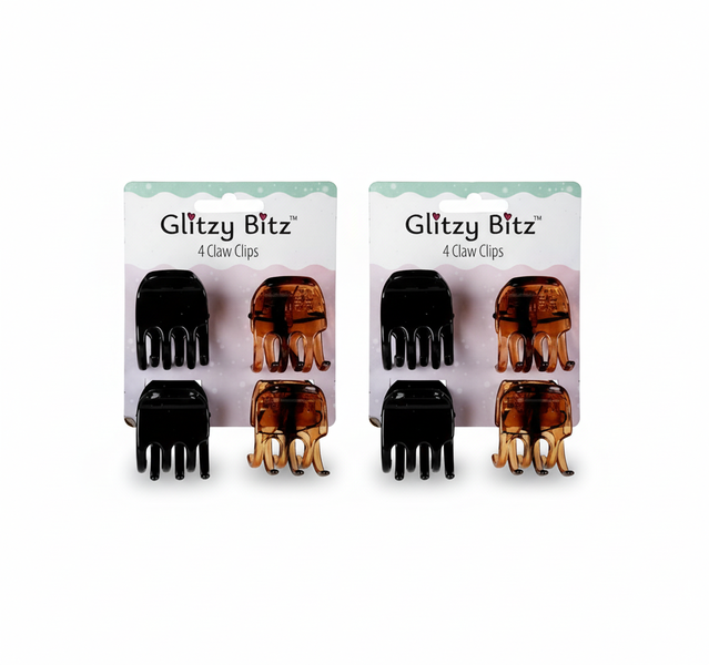 Durable Hair Claw Clips - 3cm, 4 Piece Set for All Hair Types - 2 Pack
