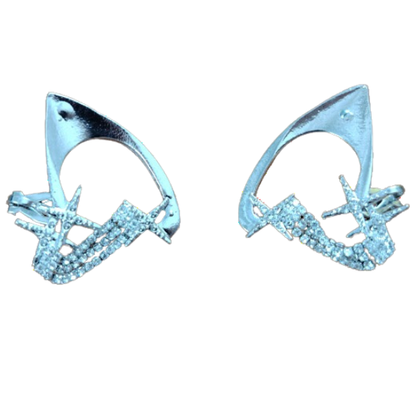 Left &amp; Right Cat Inlaid Ear Clip On Cuffs