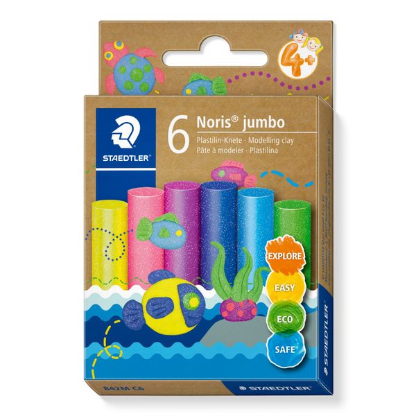 Staedtler Noris Jumbo Glitter Modelling Clay 6 Pieces Set