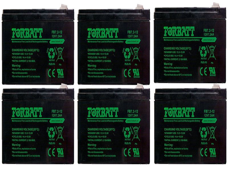 Forbatt 12v 7.2Ah VRLA Rechargeable Battery PACK OF 6