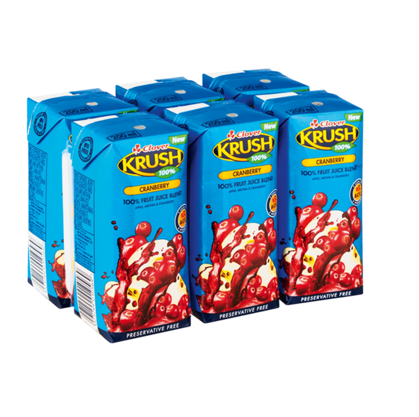 Krush 100% Fruit Juice Blend UHT Cranberry 6x200ml
