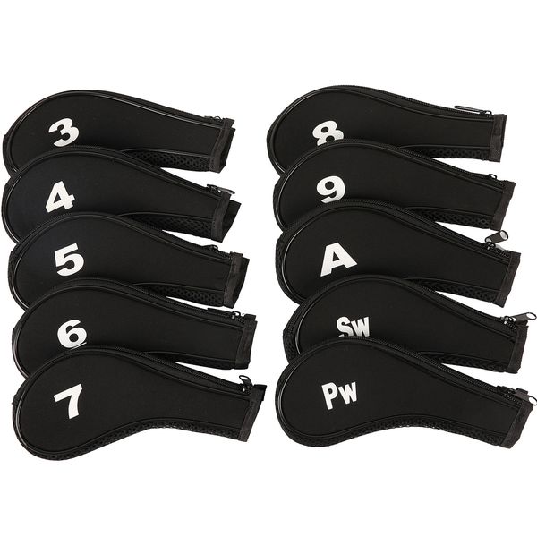 10 Piece Golf Club Head Zipper Protective Covers Neoprene Head Covers