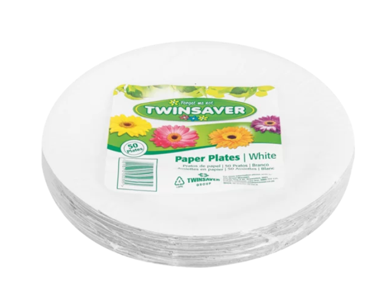 Twinsaver White Paper Paper Plates - Box of 1000