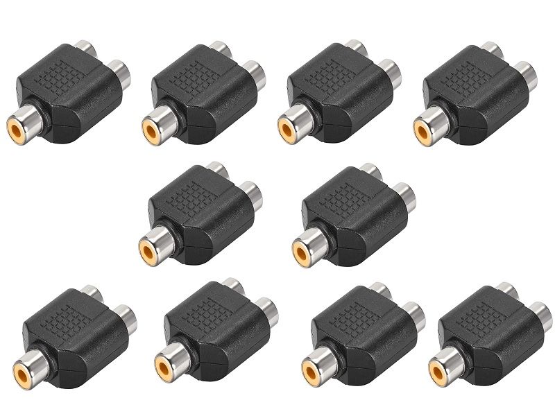 RCA Female to 2 RCA Female Connector Stereo Audio Splitter(10 Pack)