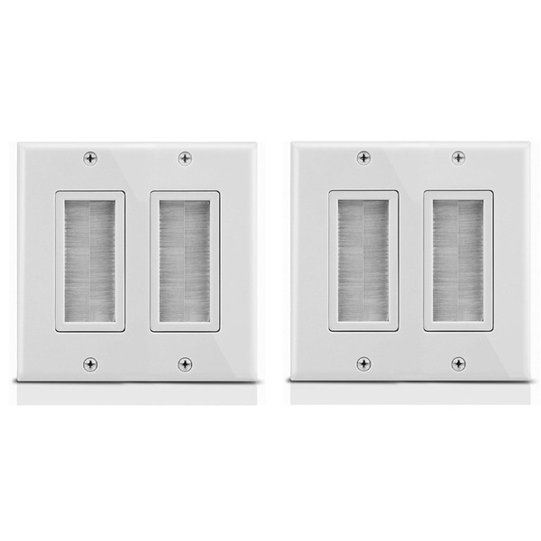 2-Gang Wall Plate Low Voltage Cable Plate For Speaker Wires