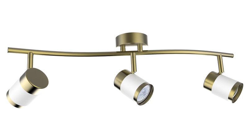 Three Light Satin Brass and White Adjustable Spotlight - S172