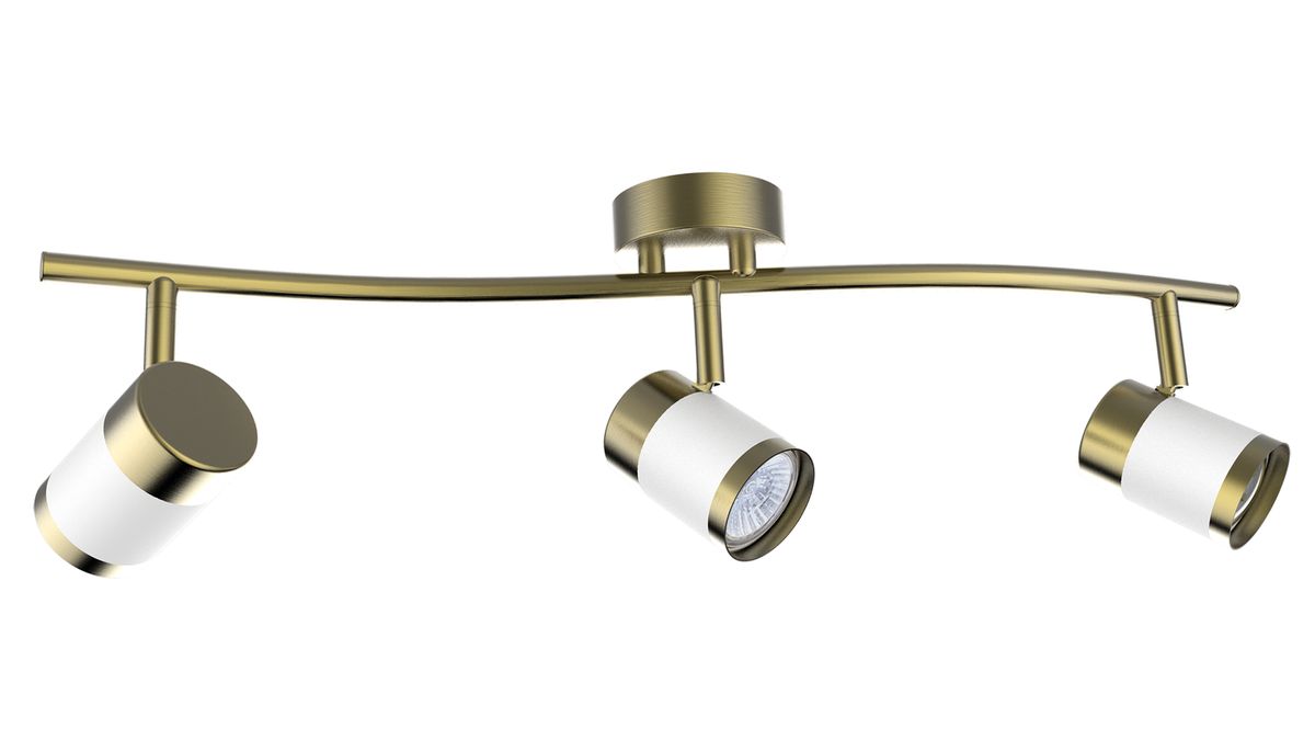 Three Light Satin Brass and White Adjustable Spotlight - S172