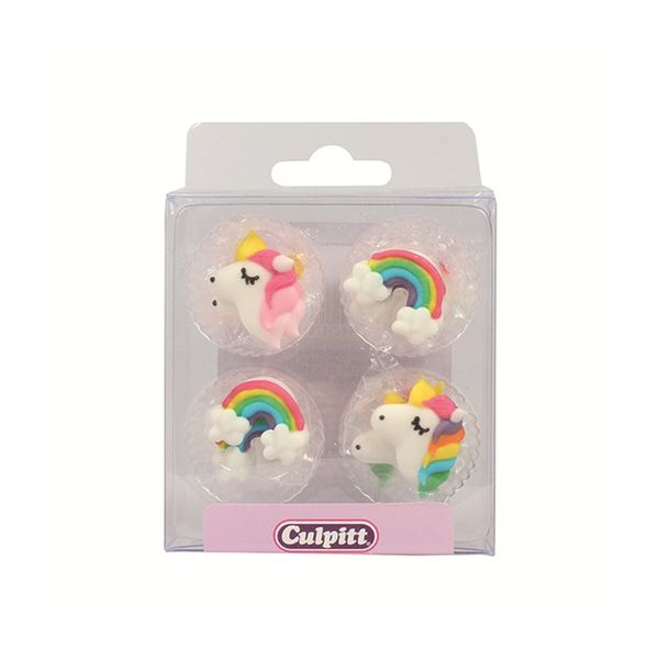 Culpitt 12 x Unicorn and Rainbow Edible Sugar Decoration Cake Toppers