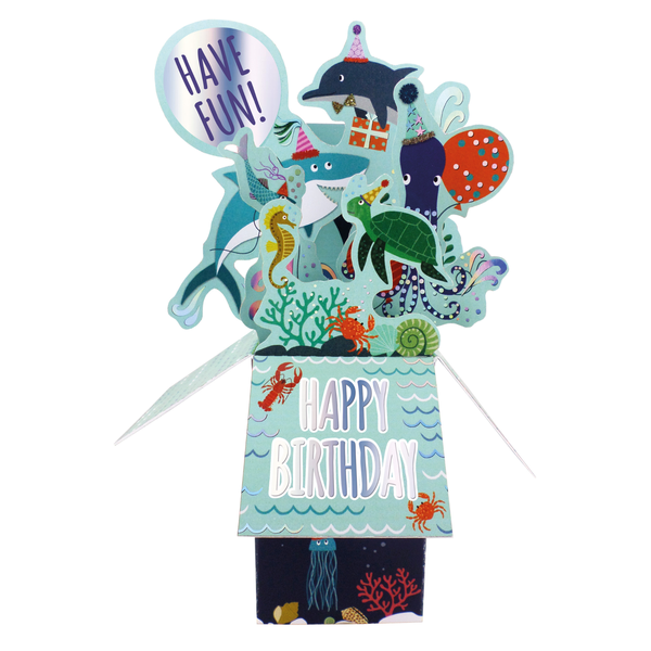 3D Pop-up Clever Cubes Birthday card - Undersea