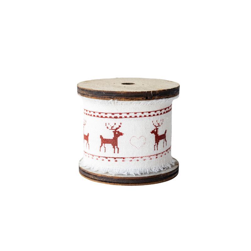 Nordic Scandinavian Reindeer Christmas Fabric Xmas Decorative Gift Ribbon