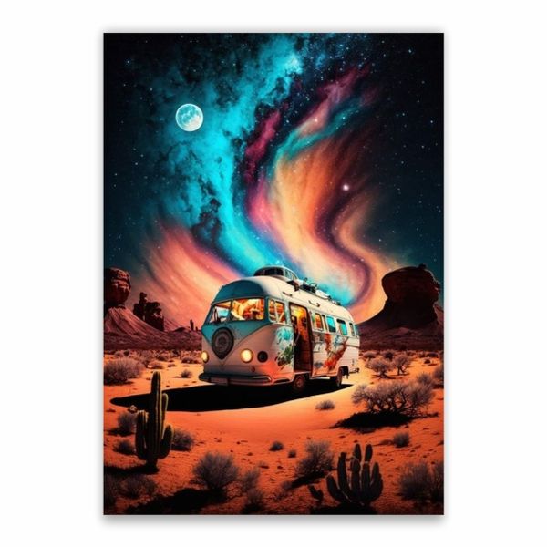 Caravan Neon Lights Poster - A1