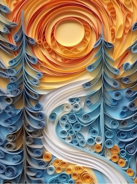 3D Quilled Sunrise Winter Forest Notebook Gift Idea A4 Notepad Pad 107