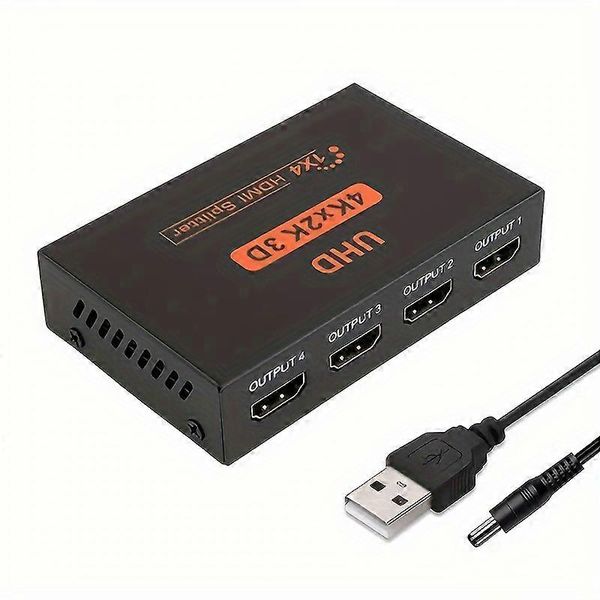 4k Hdmi Splitter 1x4 With Ac Adapter - Distributes Full Hd 3d Video To 4 Devices Simultaneously - Boost Your Home Entertainment With Xbox, Ps4, Dvd, H