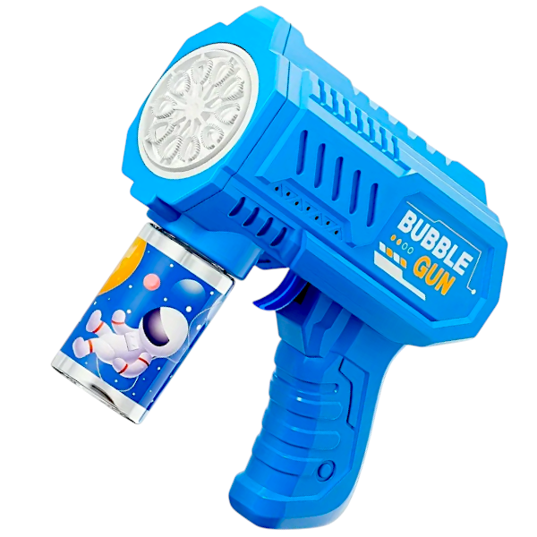 Automatic 10-Hole Design Bubble Gun Toy With LED Lights - Blue