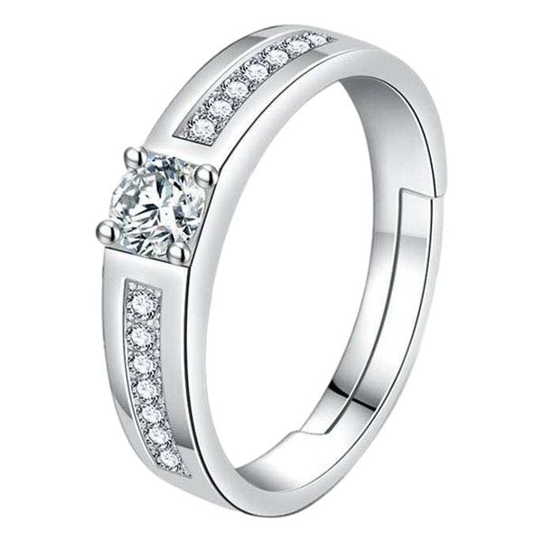 Elegant Pavé Eternity Silver Ring with White Zircon flakes - Ref 002