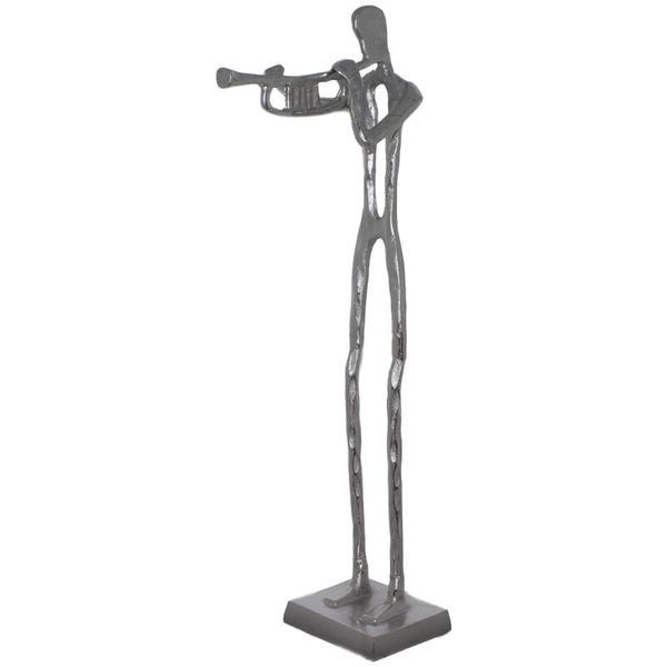 Opulent Silver Deco Man with Trumpet 68cm