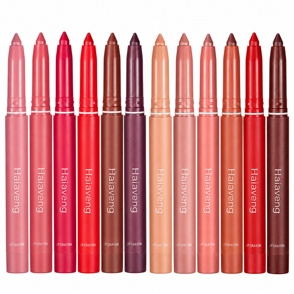 12 Colors Crayon Lipstick Set, Non-Fading Non-Stick Cup Matte Lipstick