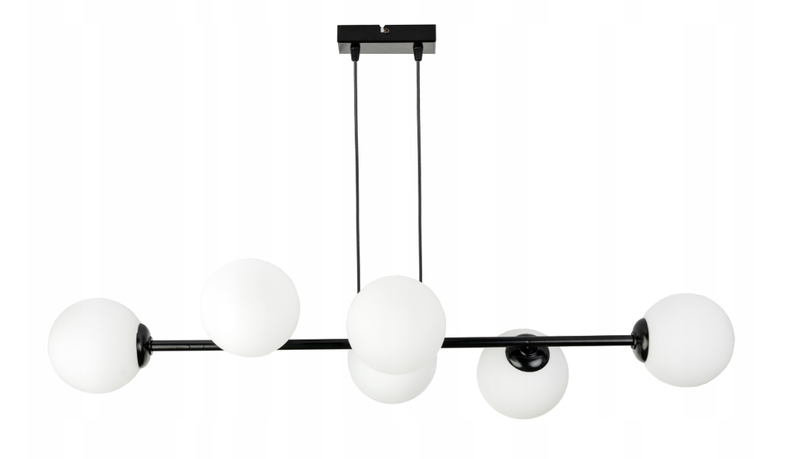 DrLight Mid-Century Modern Rectangle Chandelier Glass Globe Linear Pendant