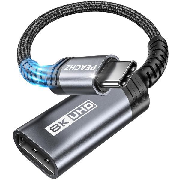 Peachz-USB C Male to Female DisplayPort 1.4 Adapter - Type C to DisplayPort