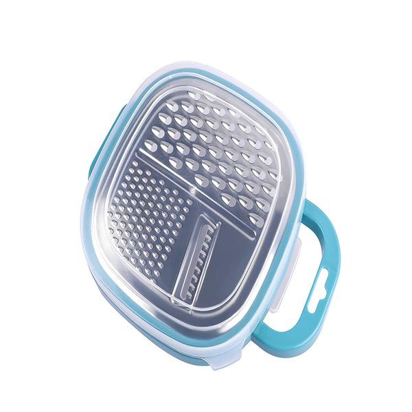 3 Way Food Grater With Container - Blue