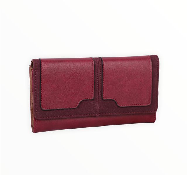 Velvet Tri Fold Ladies Wallet with Zip Section - Q315