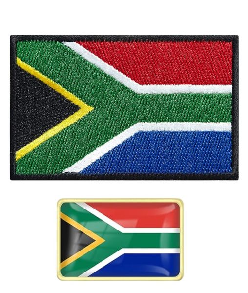 South Africa Flag Duo Premium Iron-On Patch &amp; Gold-Trim Enamel Pin