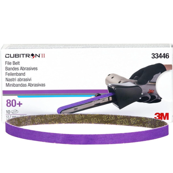 3M 10 Pack Cubitron II File Belt 786F, 12.7 mm x 457.2 mm, 80+