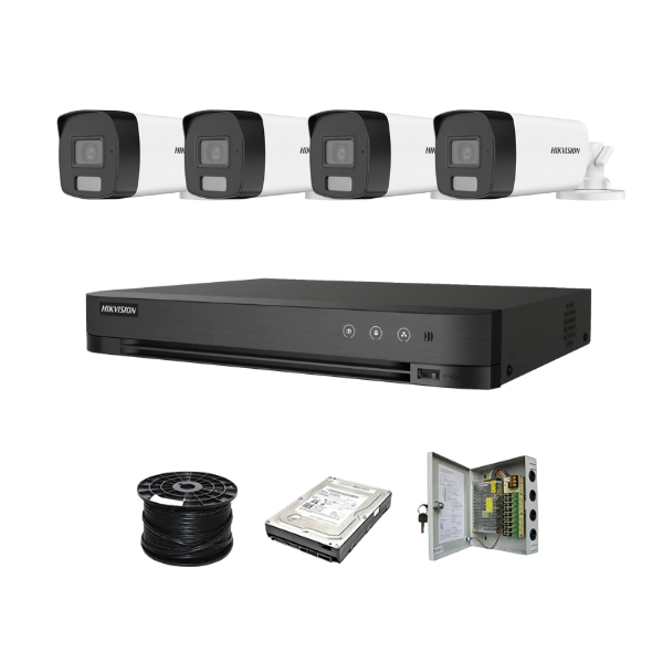 Hikvision 4ch 5MP Turbo HD kit - 4 x 3K 5MP Smart Hybrid Light Audio Camera