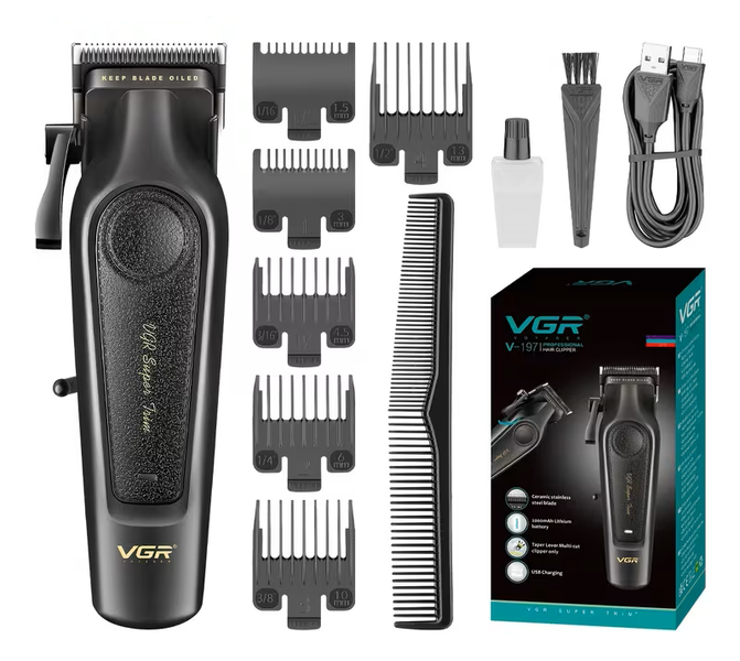 VGR V-197 Professional Cordless Rechargeable Hair Clipper Kit
